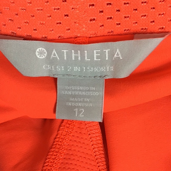 Athleta orange crest 2 in 1 shortie size 12 - Picture 4 of 5
